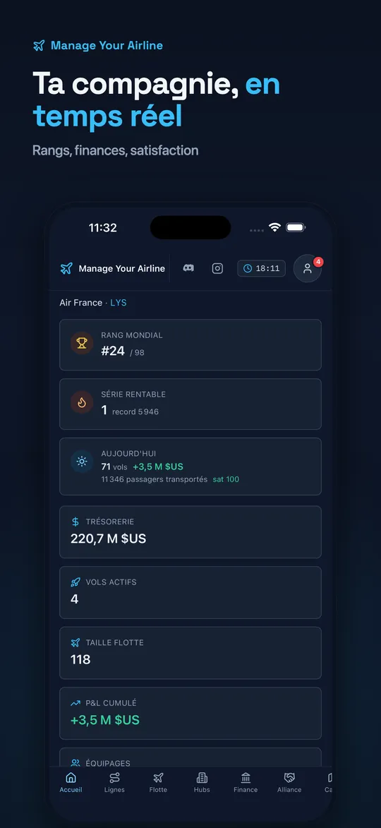 Captures de l'application Manage Your Airline